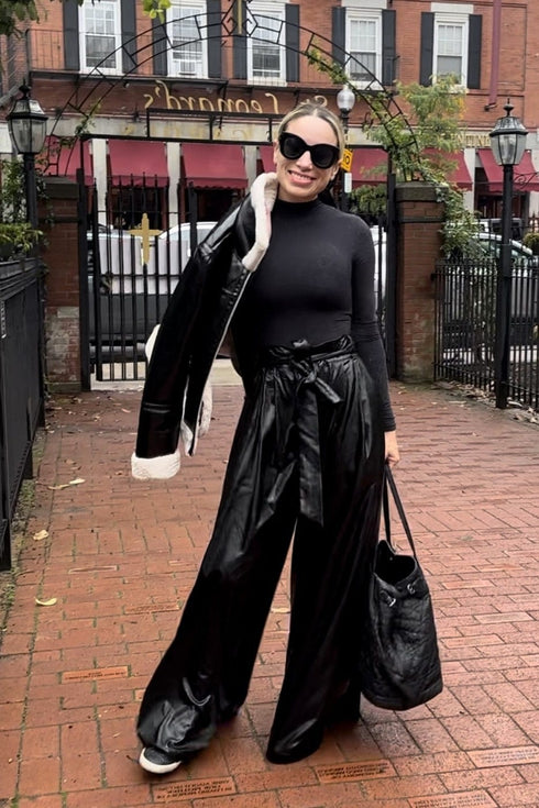 Salinger Wide Leg Pant - Faux Leather